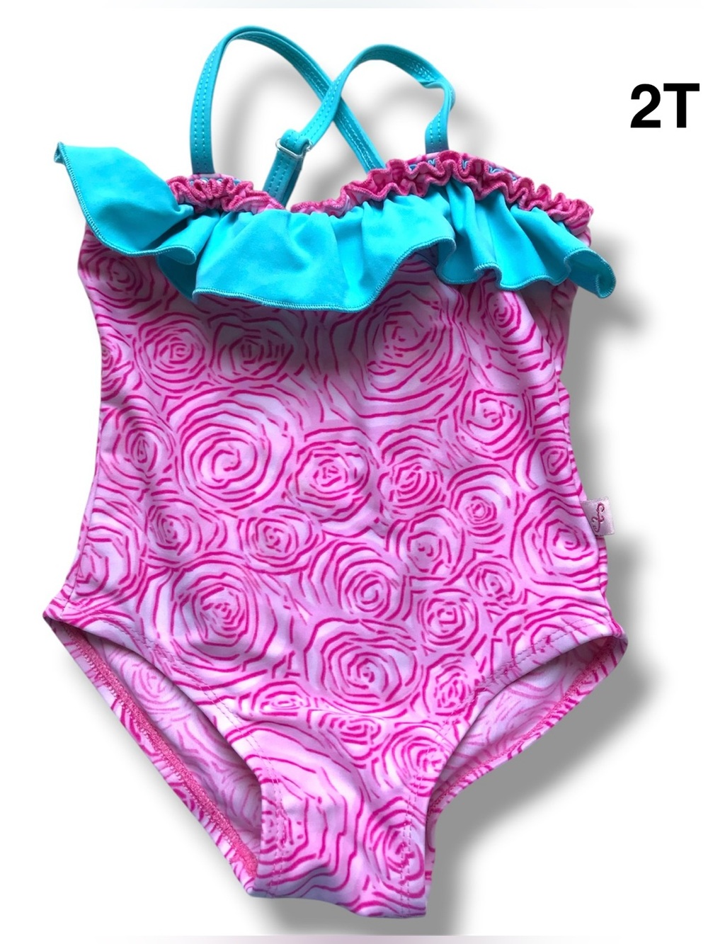 Toddler Girl Pink and Blue One Piece Swimsuit Size 2T